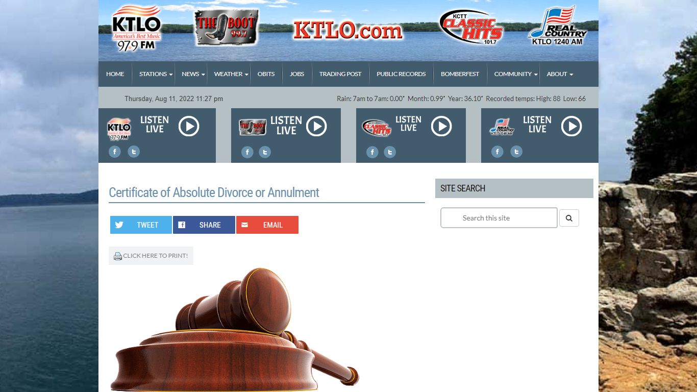 Certificate of Absolute Divorce or Annulment | KTLO